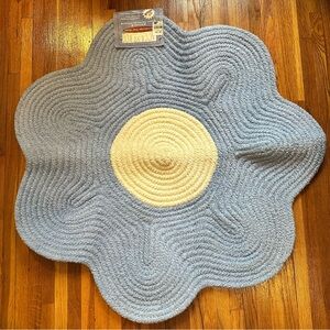 Periwinkle Blue Chenille Pansy Flower Shaped Rug